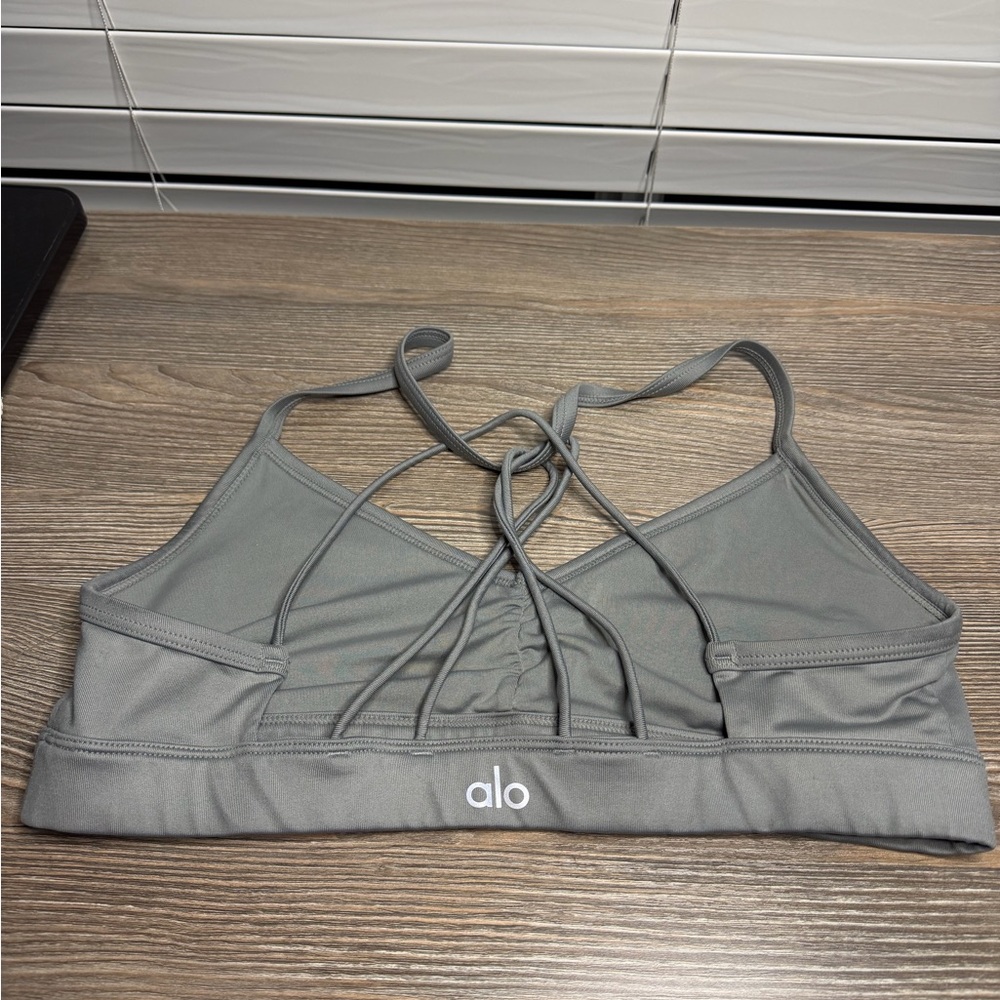 ALO Yoga Charcoal Strappy Sports Bra